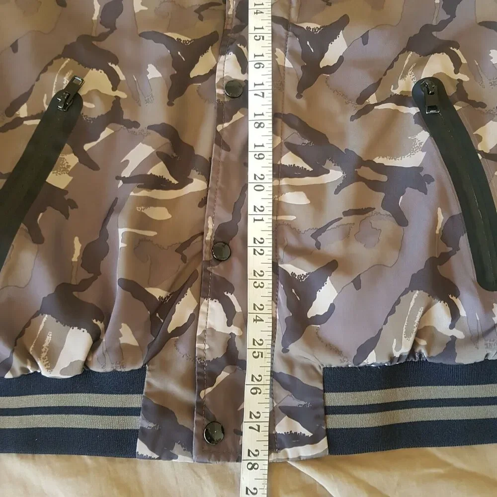 Express Bomber Mens Jacket Sz Large Camouflage Military Army Damaged Ripped